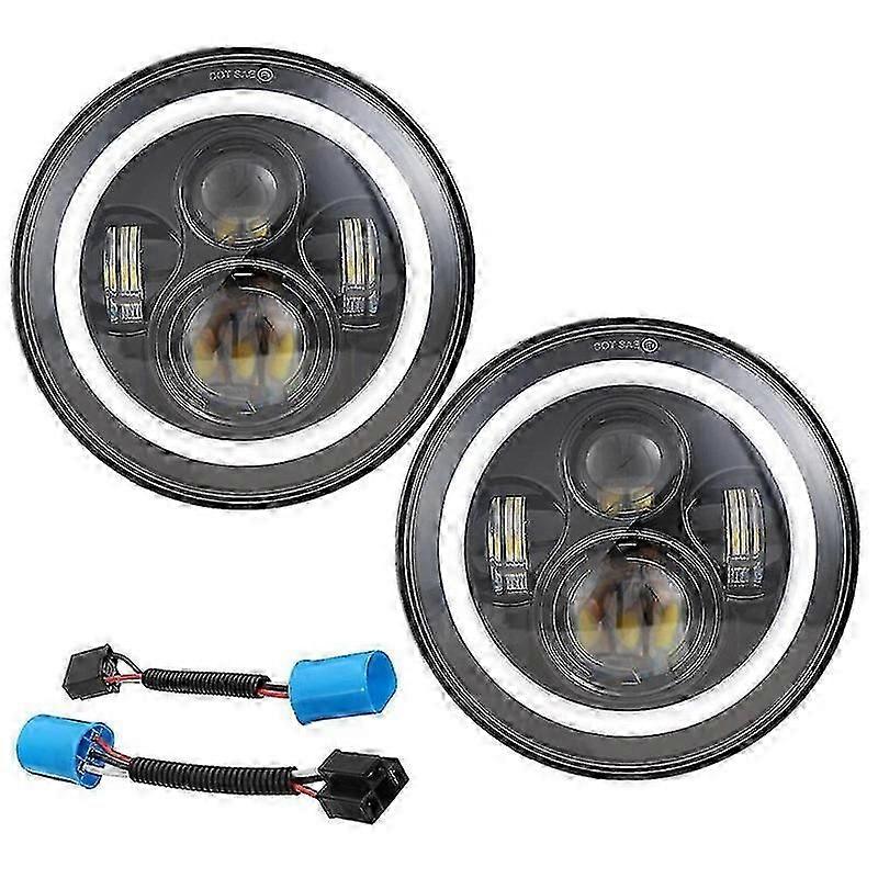 2pc 7" Led Headlight For Jeep Wrangler 7inch Round Drl Turn Signal Halo Headlights For Hummer H2 2003-2009 With 9007 H4 Adapter Boris