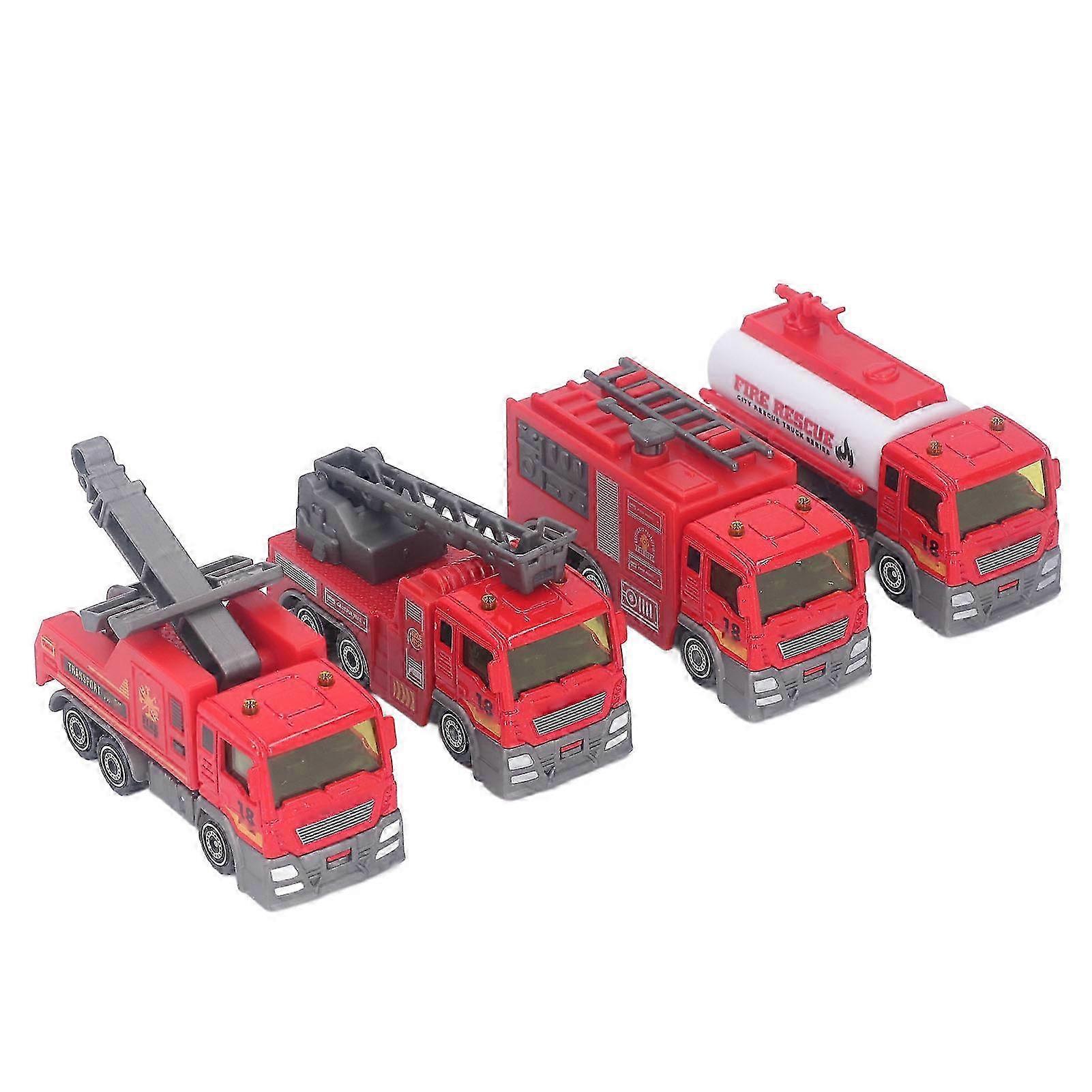 Set di giocattoli per camion dei pompieri da 4 pezzi Modello di simulazione pull back in scala 1:32 per bambini