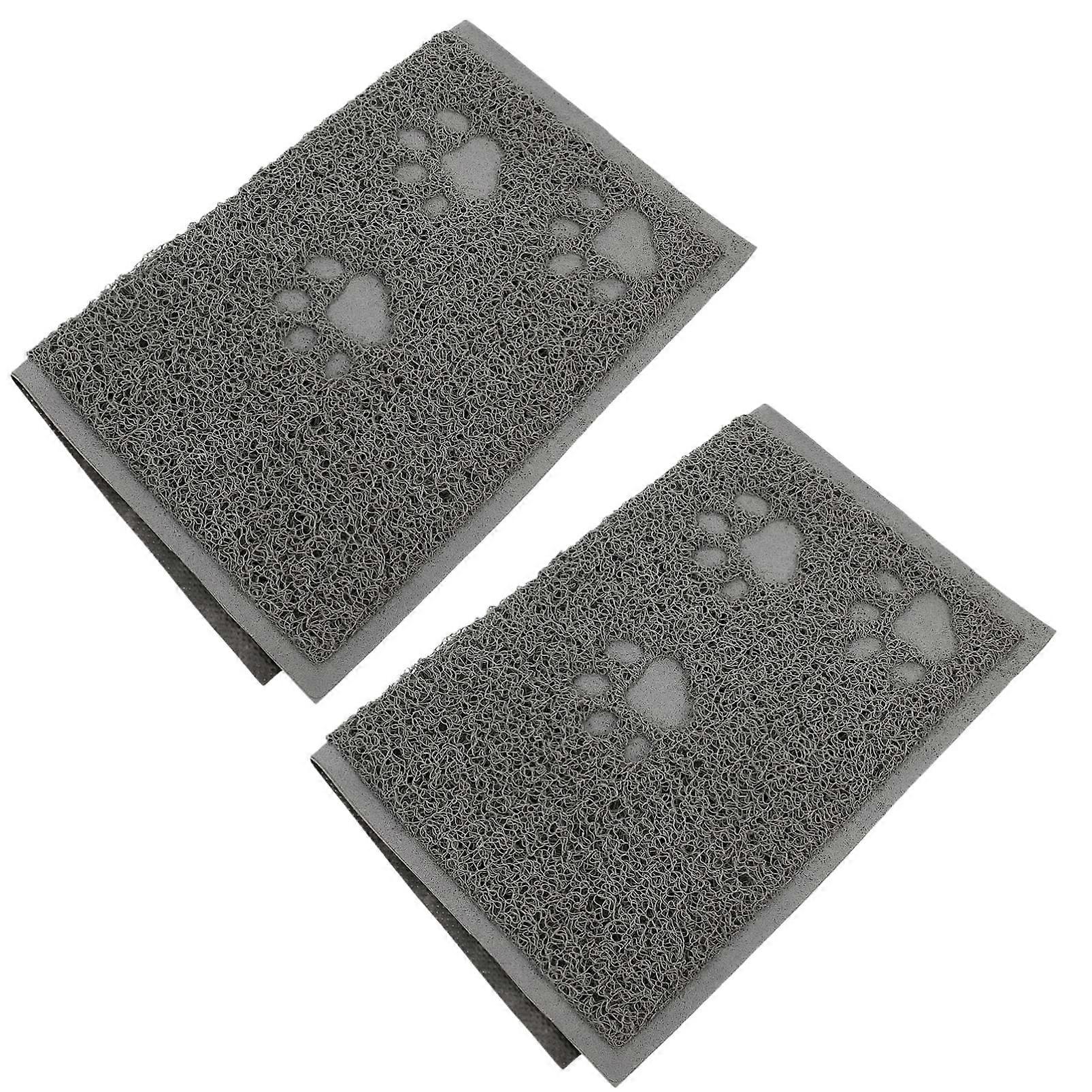 Cat Litter Mat Set - 2 Pcs Litter Box Mat and Food Bowl Mat for Easy Clean Up, Durable Material, Non-Slip Design