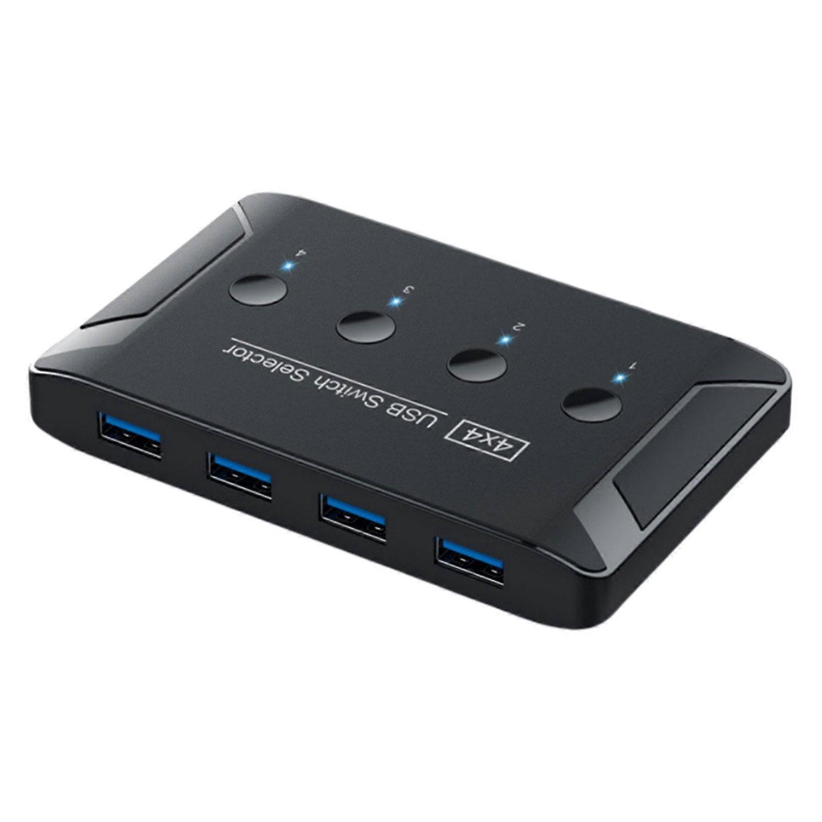 USB 3.0 Switch Selector 4 Port with 1 Charging Cable Adapter for Laptop
