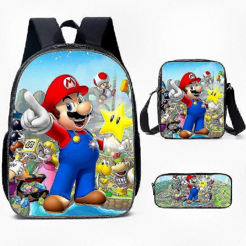 Three-Piece Backpack Set Featuring Fun Character Design