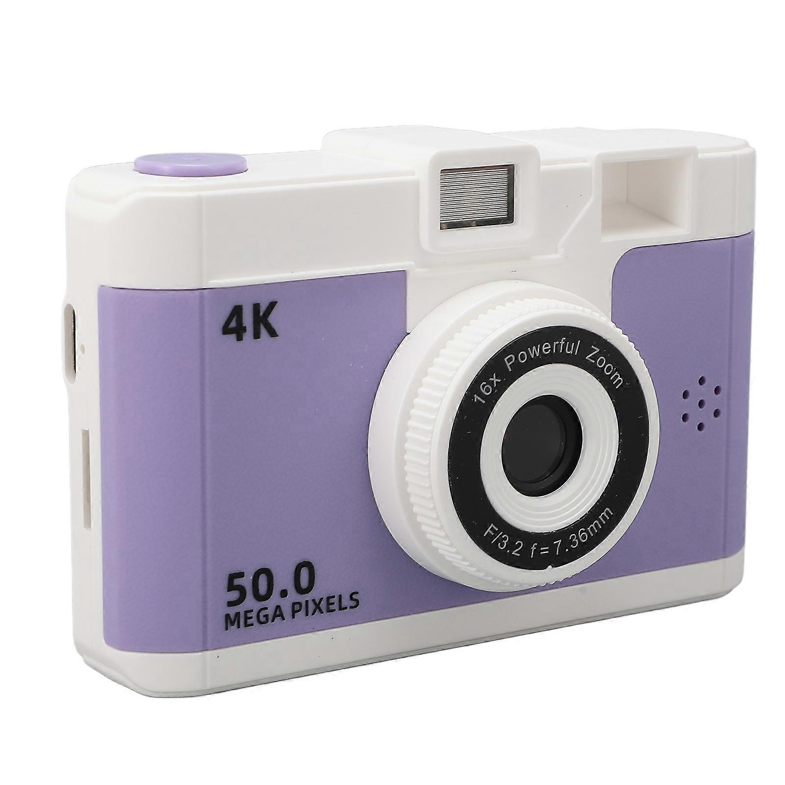 50MP 1080P Digital Camera Front Rear Dual Cameras Compact Small Camera with 8X Digital Zoom 2.4 Inch Screen 800mAh Battery Purple 