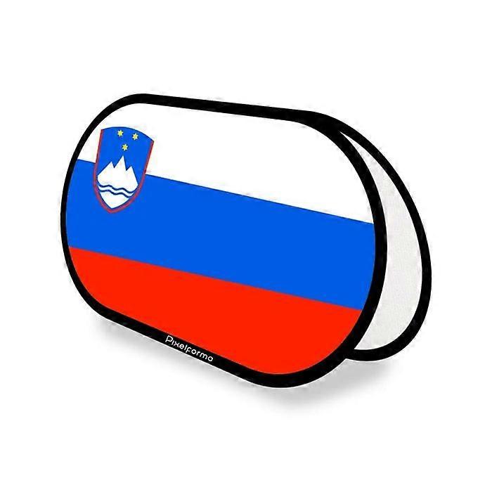 Oval Flag - Slovenia - 70 x 120 cm - Polyester - Double-sided print - Foldable retractable