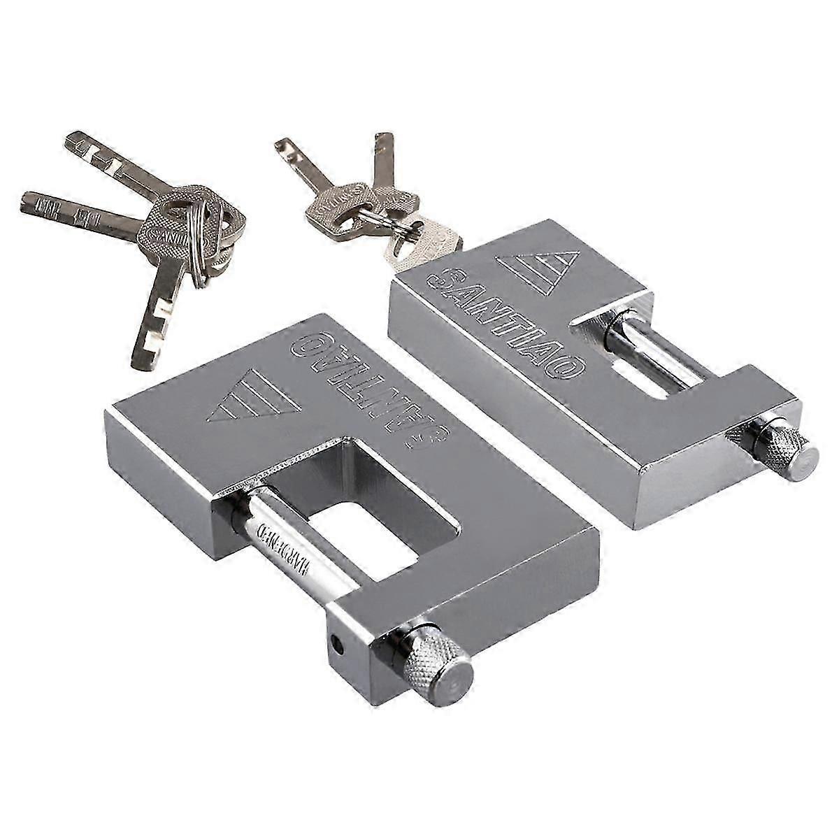 2PCS Multifunctional Padlock Keyed Padlock Waterproof Antirust Anti-Theft Lock Pry Door Lock with 3