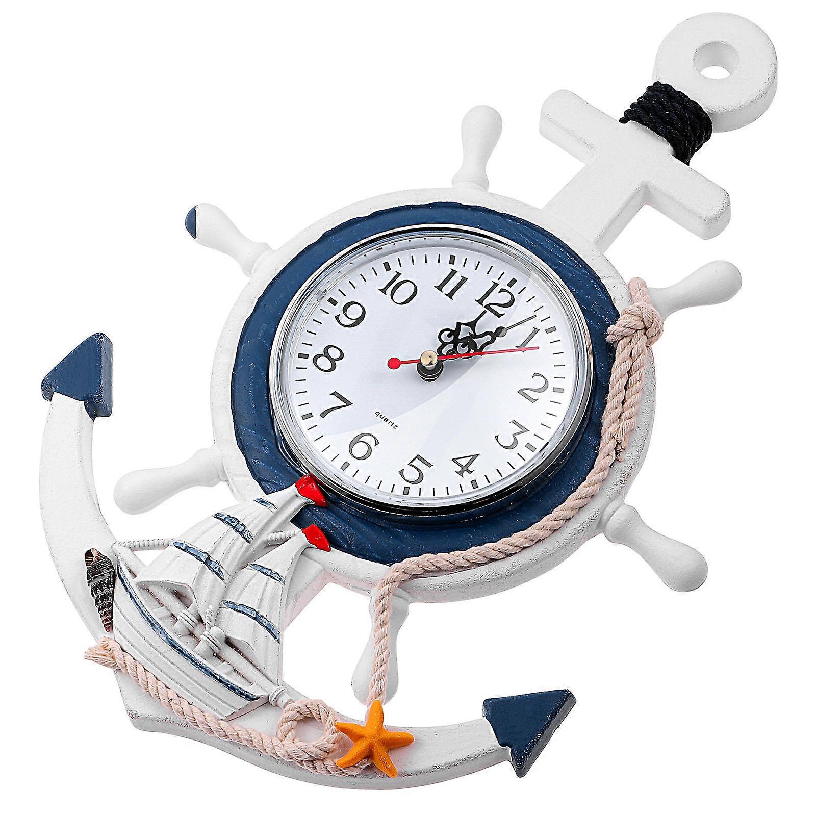 Mediterranean Style Hanging Clock Anchor Clock for Timekeeping 1 Piece