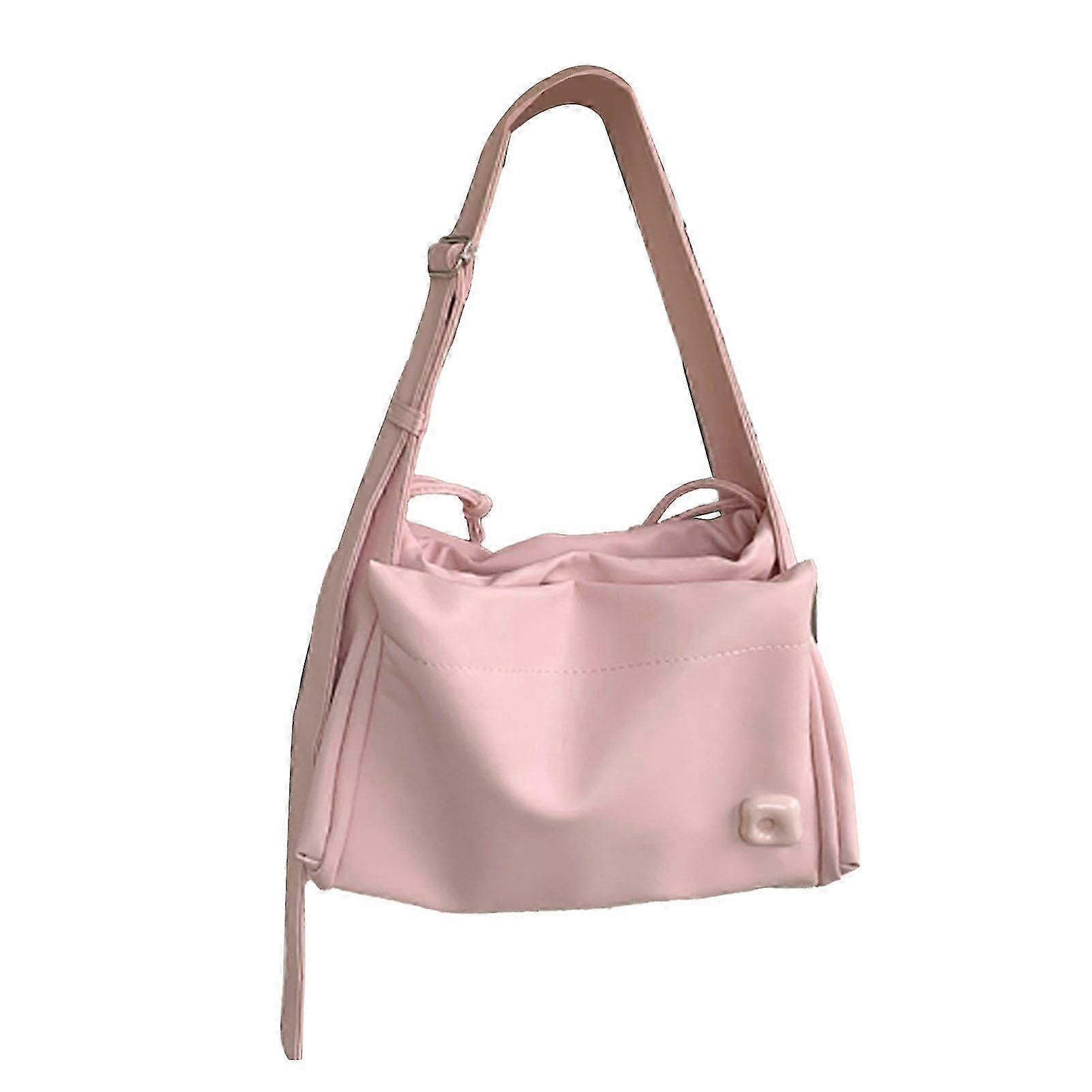 2025 Borsa a tracolla in PU con cinturino largo da donna Borsa ascellare rosa morbida di grande capacità interna per ragazze