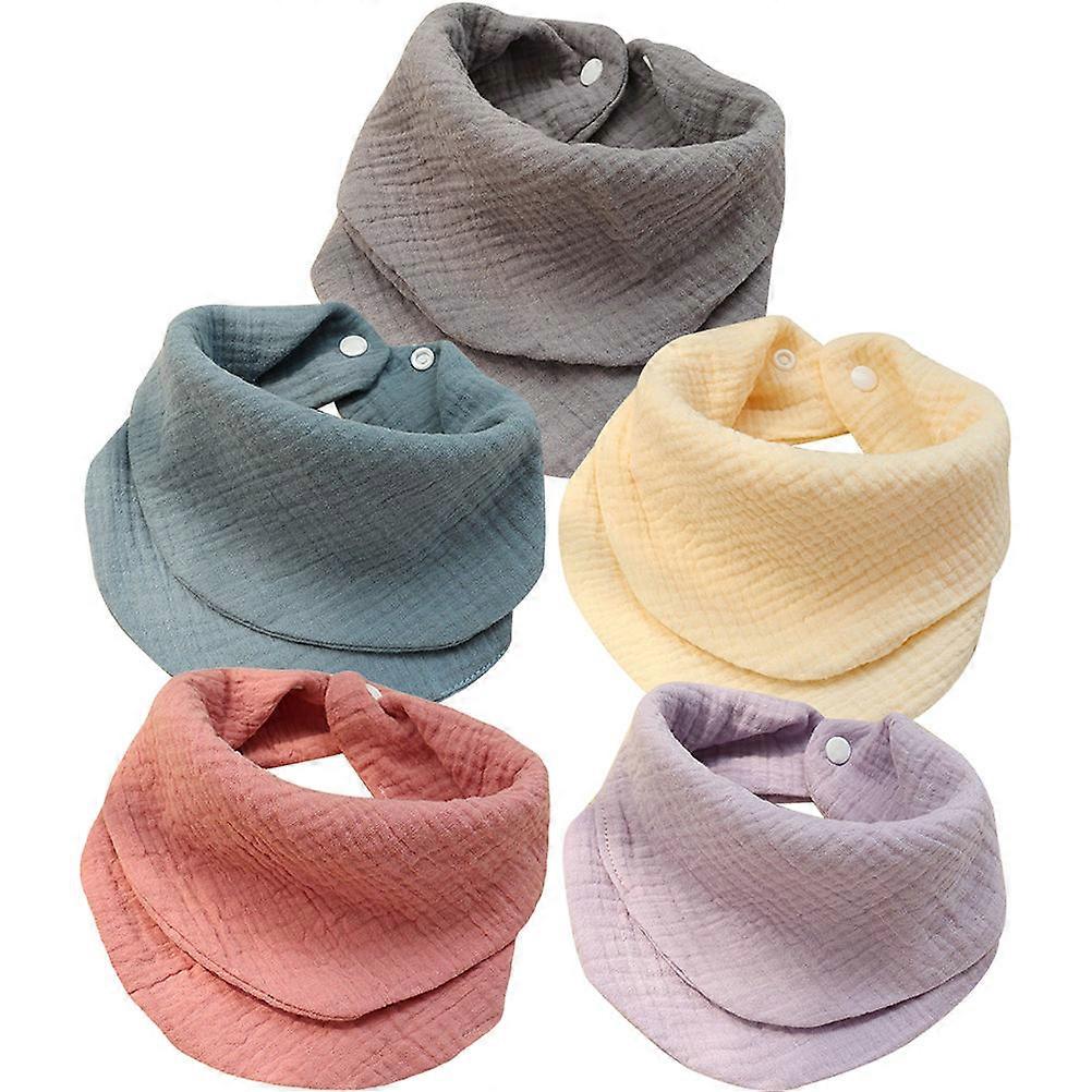 5pcs Newborn Bandana Bibs Cotton Drooling Towels Absorbent Portable Grey