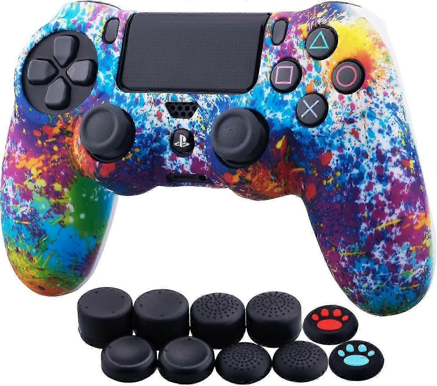 سوني PS4 / سليم / برو Dualshock 4 تحكم نقل المياه التمويه سيليكون القضية مع قبضة الإبهام