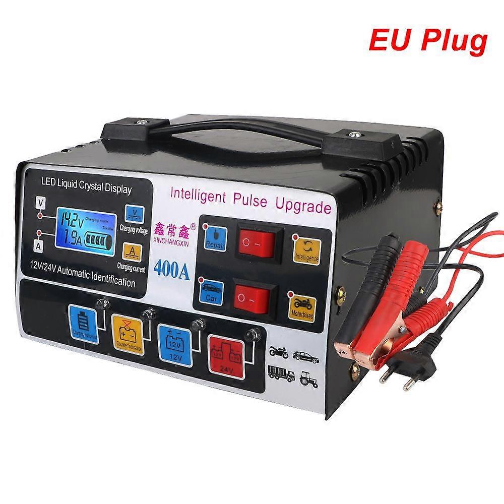 EU Plug High Frequency Pulse Repair For SUV Truck Boat Motorcycle Fully Automatic Car Battery Charger 12V/24V 220W High Power