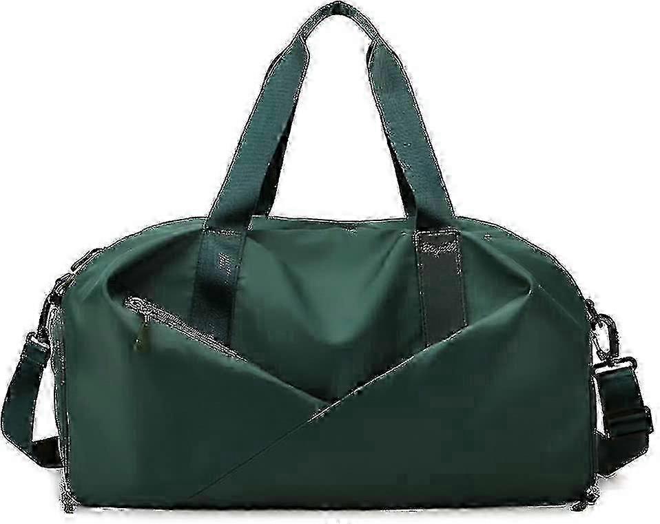 حقيبة رياضية نسائية صغيرة مع حجرة أحذية - واق من المطر للسفر لليوغا والسباحة, أسود/أخضر