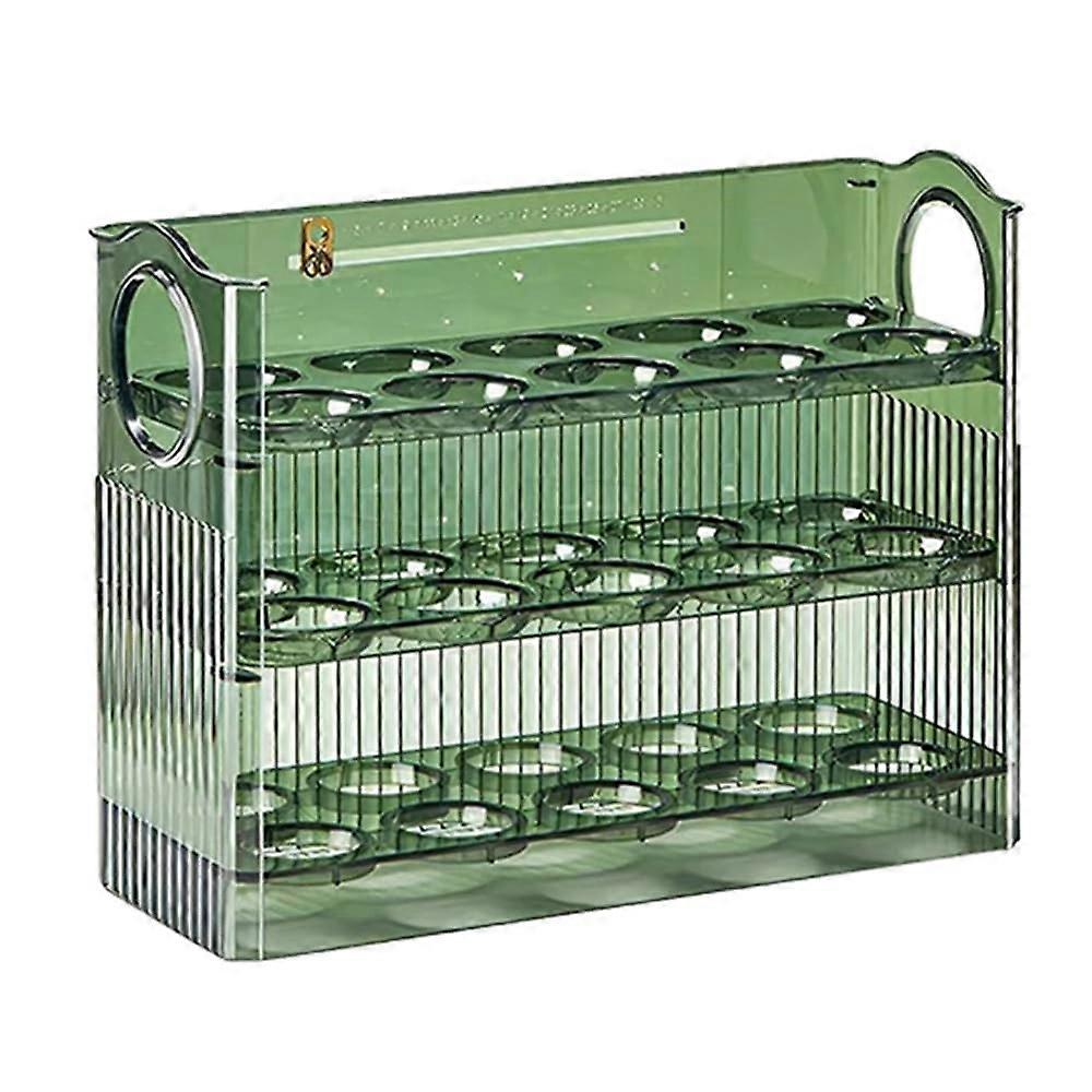 Egg Holder for Refrigerator, Large Food-Grade PP Container, Green, Ideal for Kitchen Countertop, Versatile Design
