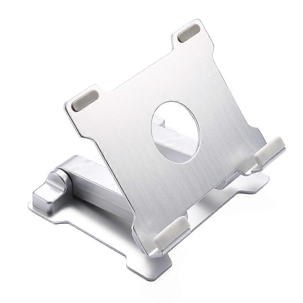 Ergonomic Phone Holder with Sturdy Base for Reduced Fatigue and Cervical Spine Pressure, Space Saving Design, Silver