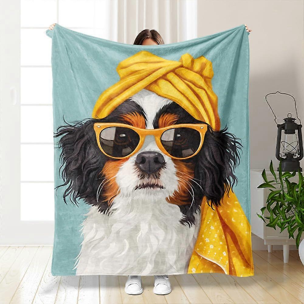 Cuddly Blanket Fluffy Flannel With 3D Cartoon Pets Pattern, 130 x 150 cm Bedspread, Soft Warm Throw, Style 15