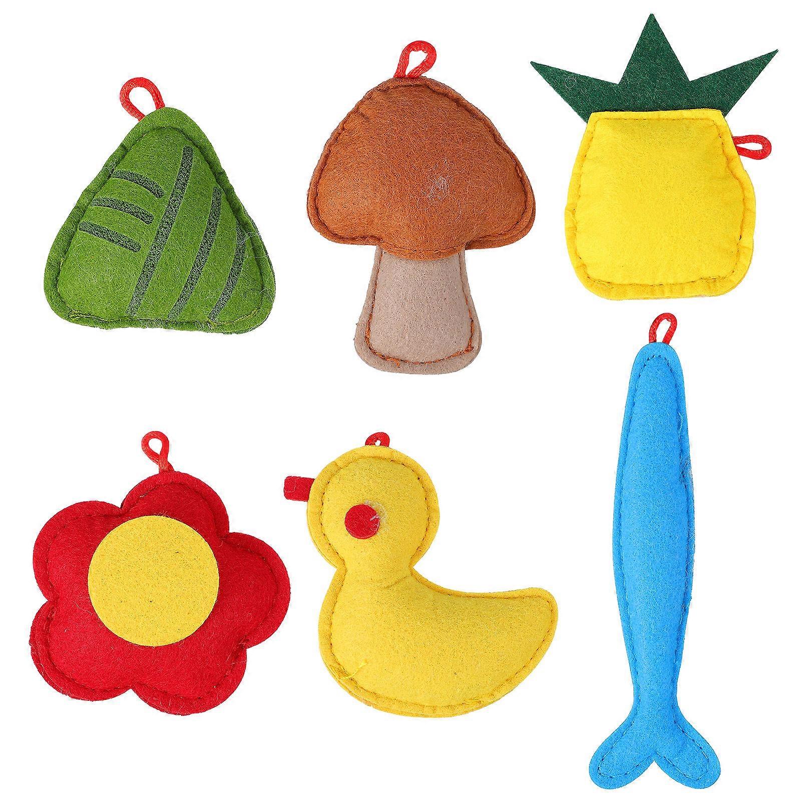 Cat Teaser Toy Cartoon Design Kitten Interactive Toy Attention Indoor Playtime 6X2X9CM Felt 6Pcs