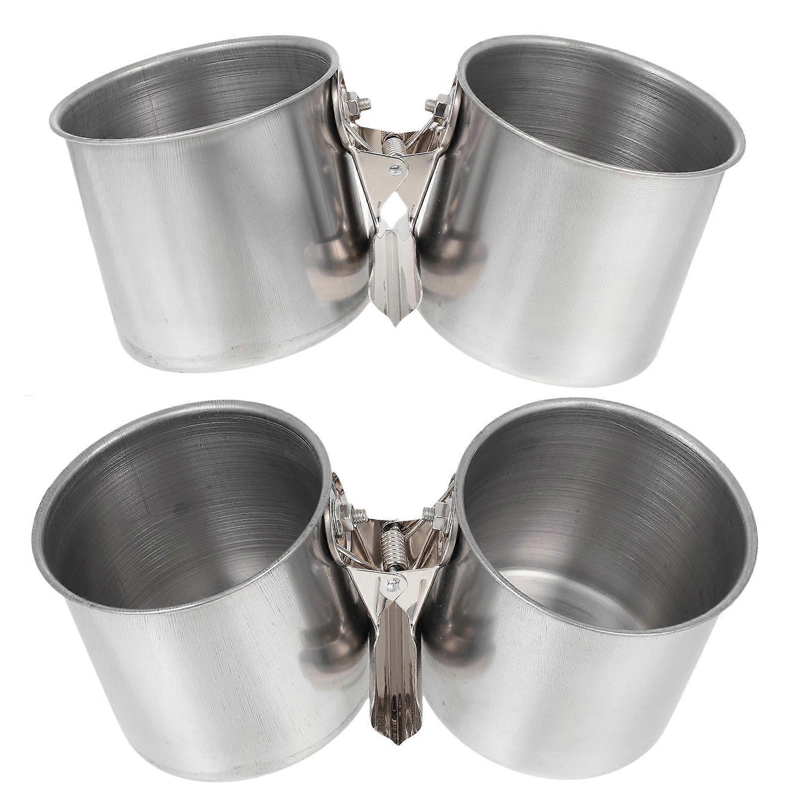 Stainless Steel Bird Feeding Bowls for Cage with Dual Cup Design Assorted Color 2Pcs