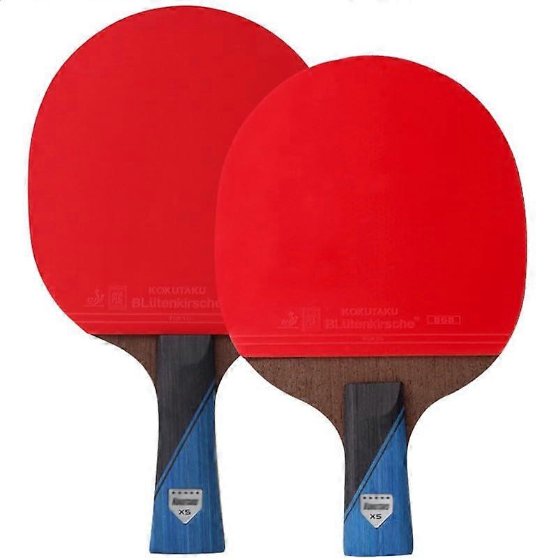 Table Tennis Bat Set, 2 Bats with Pockets, 7 Layers Wood, High Bomb Sponge (Colour: C)