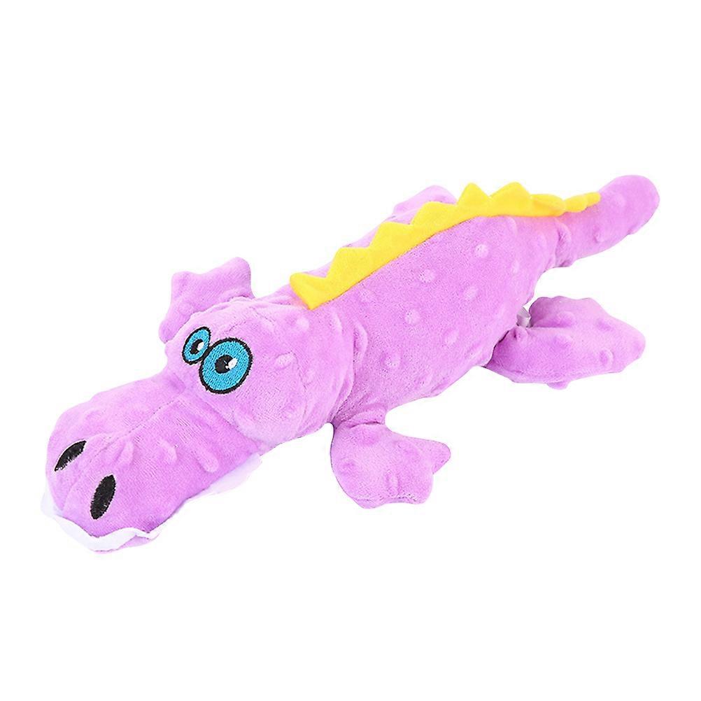 Durable Plush Dog Chew Toy with Sound – Molar Shaped Bite Resistant Training Toy for Pets, Purple Crocodile Design