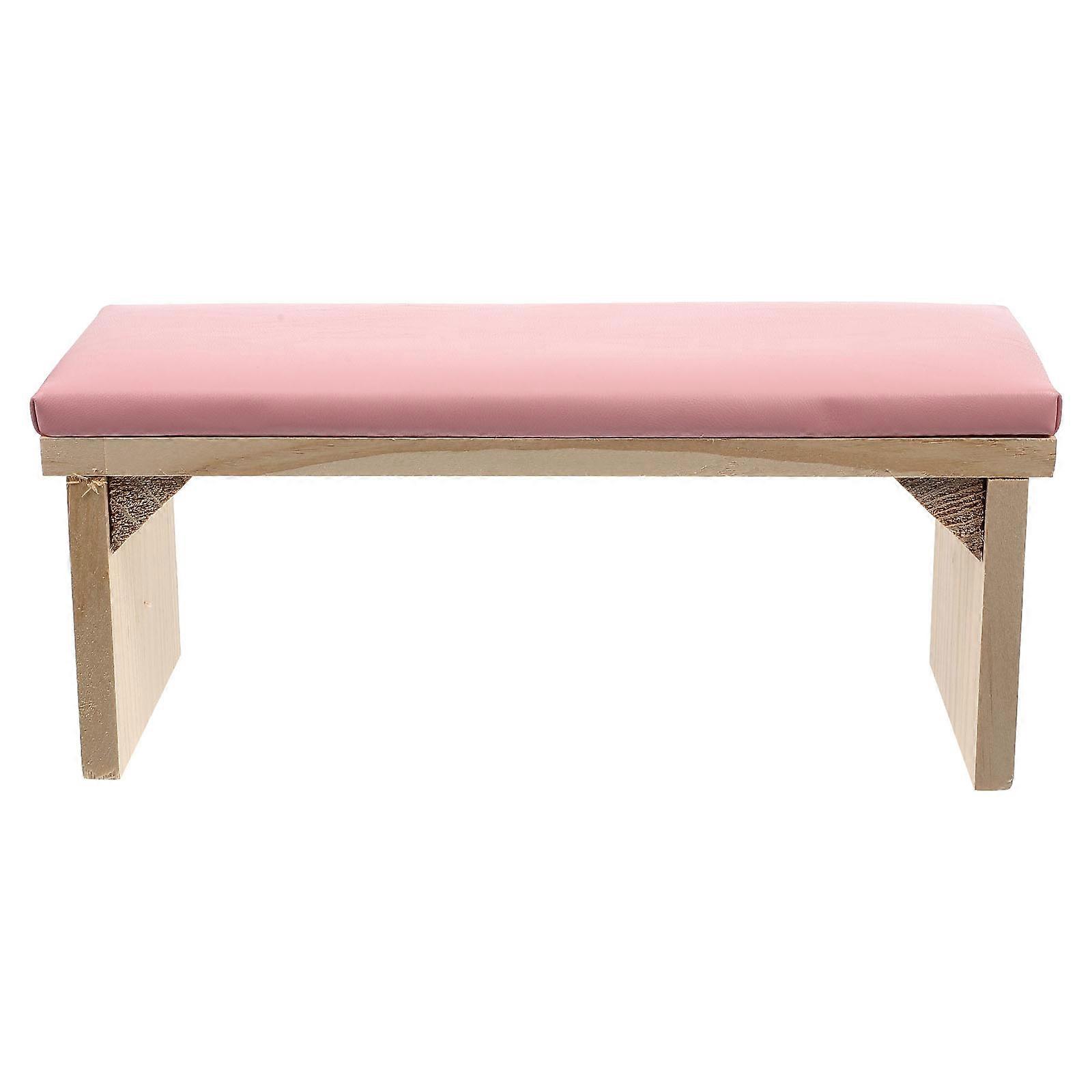 Manicure Arm Rest Solid Wood Pink Color Comfortable Support for Nail Art Use
