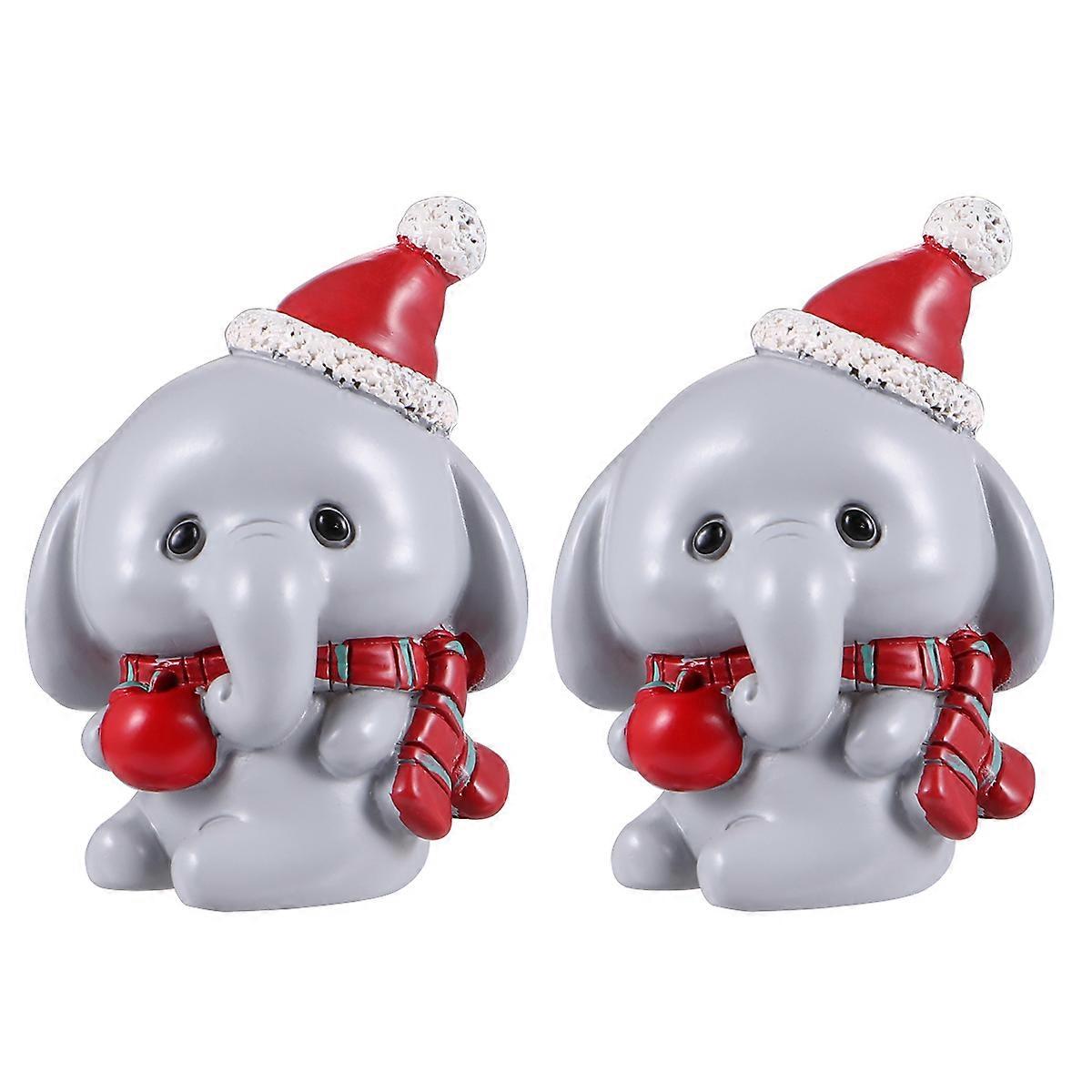 Resin Ornaments Mini Resin Animal Creative Micro Landscape Decor Christmas present 5x3.5x3cm 2Pcs