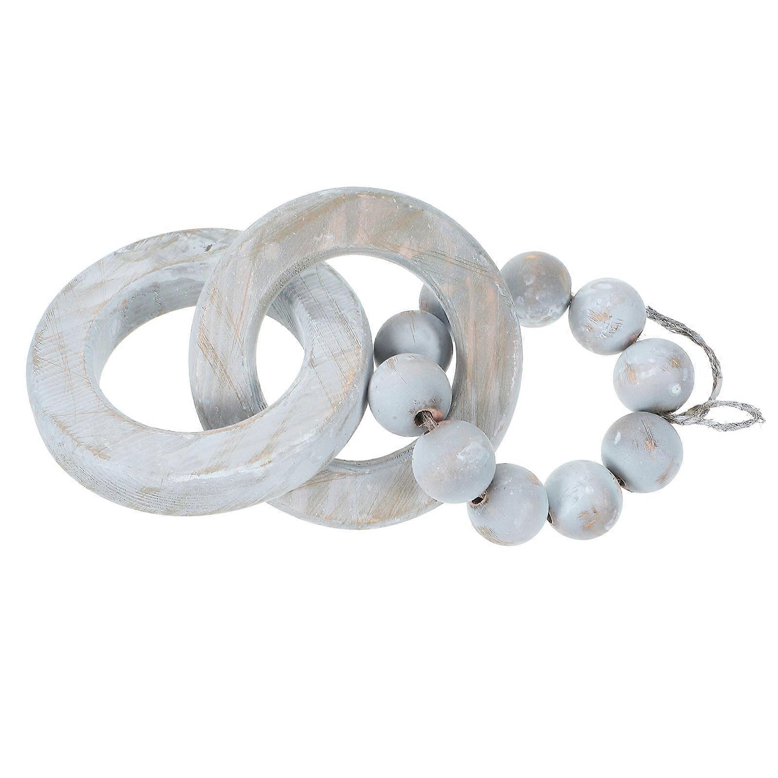 Farmhouse Decor Wooden Chain Sculpture For Elegant Design Circular Rings 1Pack