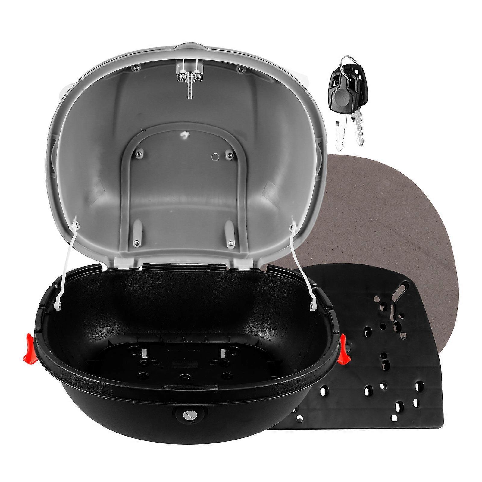 Motorbike Tail Trunk Storage Case Square Black With Backrest Modern Look 38.00X32.00X26.00CM 1Set