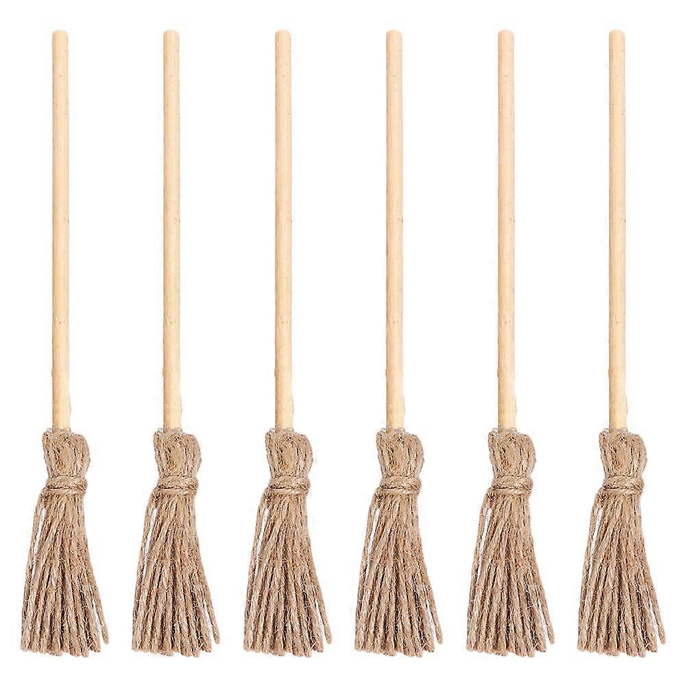Miniature Hand Broom Doll House Brooms For Childs Doll House Adults Multi 21X2CM Landscaping Decoration 6Pcs