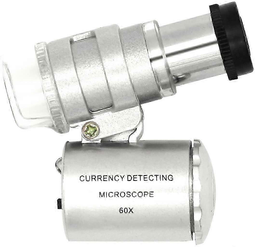 Mini Adjustable 60X LED Pocket Microscope Magnifier with Magnifier with Currency Detection