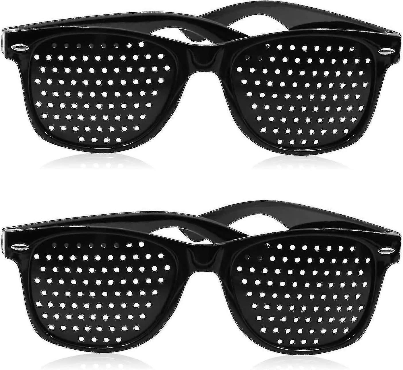Lot de 2 lunettes à sténopé pour améliorer la vue, noires, unisexes