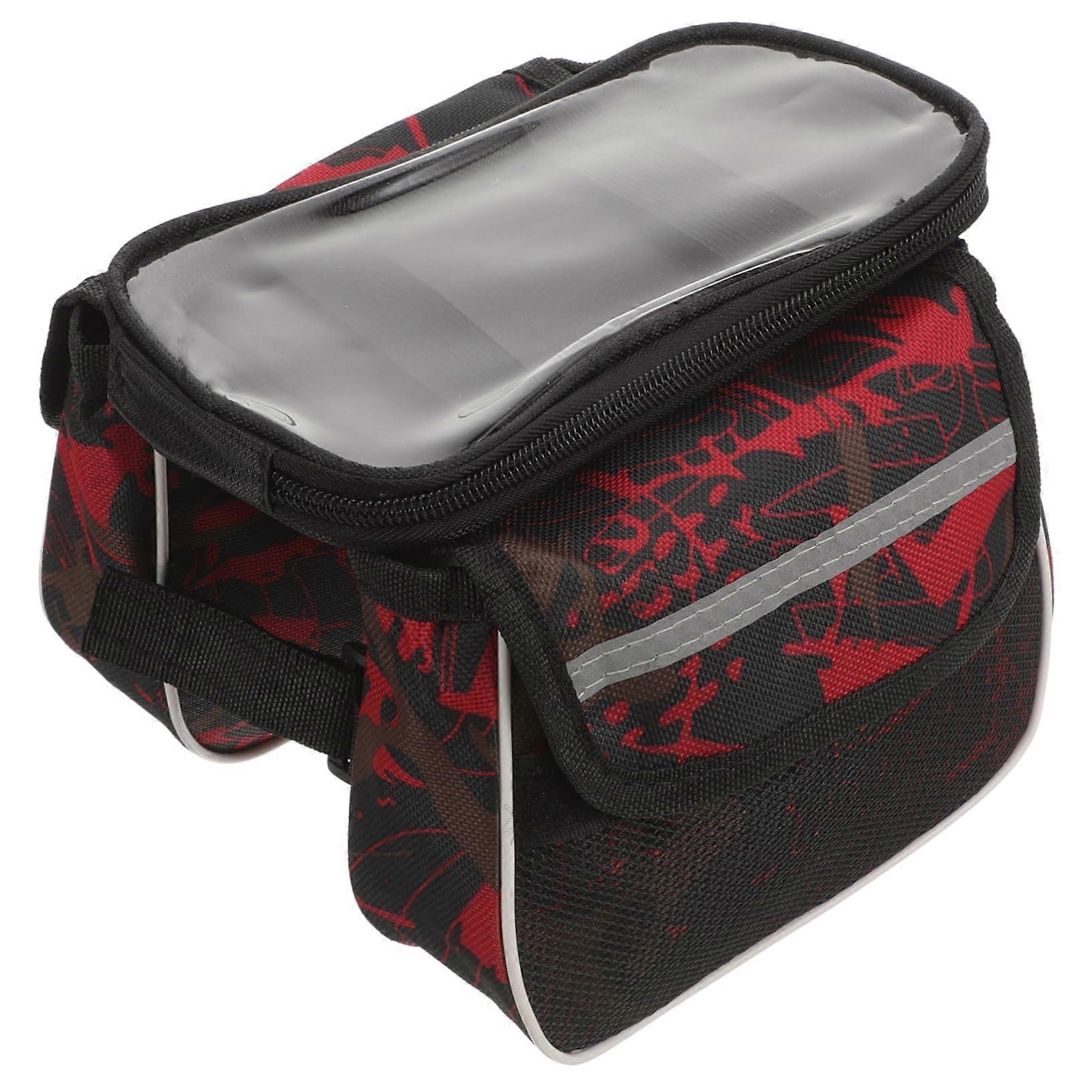 Handlebar Bag Durable With Rain Cover Smartphone Pocket For Cyclists And Commuters Easy Install