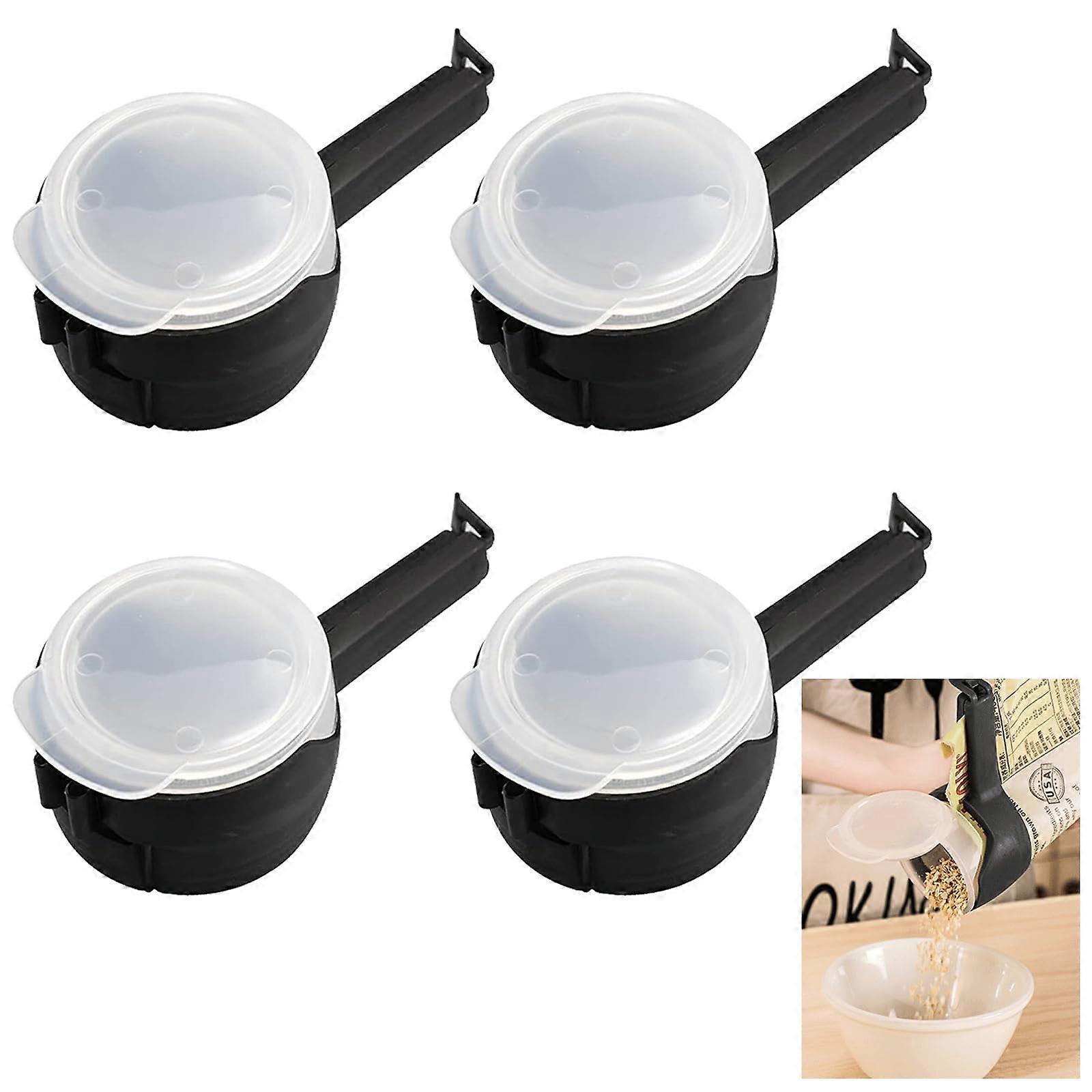 Pack of 4 Reusable Sealing Clips with Spout, Locking Lid for Kitchen