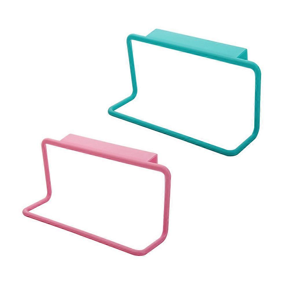 Bath Towel Rack Bathroom Towel Hanging Shelf Rectangle Shape PP Material Nail-free Installation Pink and Blue 2Pcs