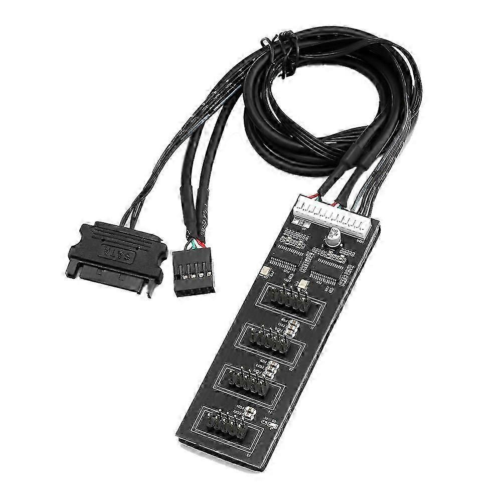 9Pin USB Header Splitter, USB 2.0 Header Splitter with SATA Power Cable, Internal USB Hub for CPU/R