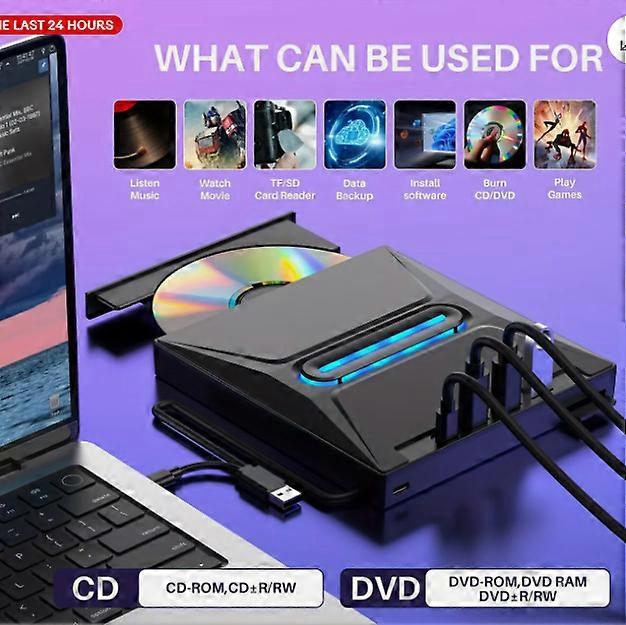 USB External DVD RW CD Writer Drive Burner Reader For Laptop PC Windows 10 11 UK