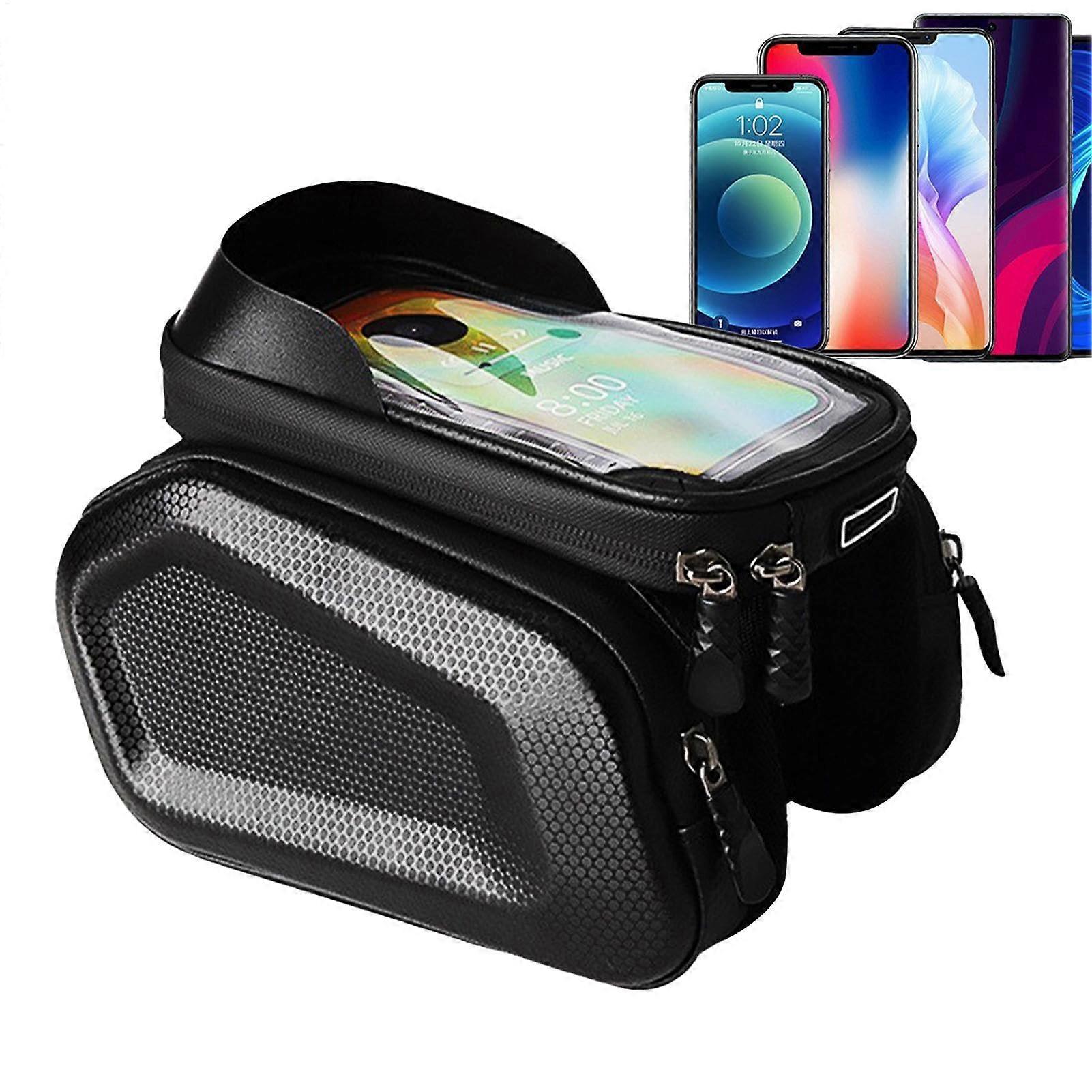 Bicycle Phone Holder Bag Waterproof Frame Storage Bag for Smartphones, Multi-Size Compatible Bicycle Frame Bag