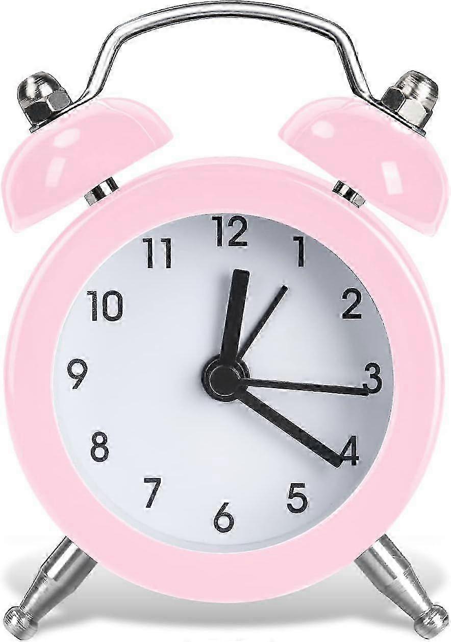 Mini Alarm Clock, Battery Operated Non Ticking Table Clocks for Bedroom, Simple Loud Vintage Alarm Clocks