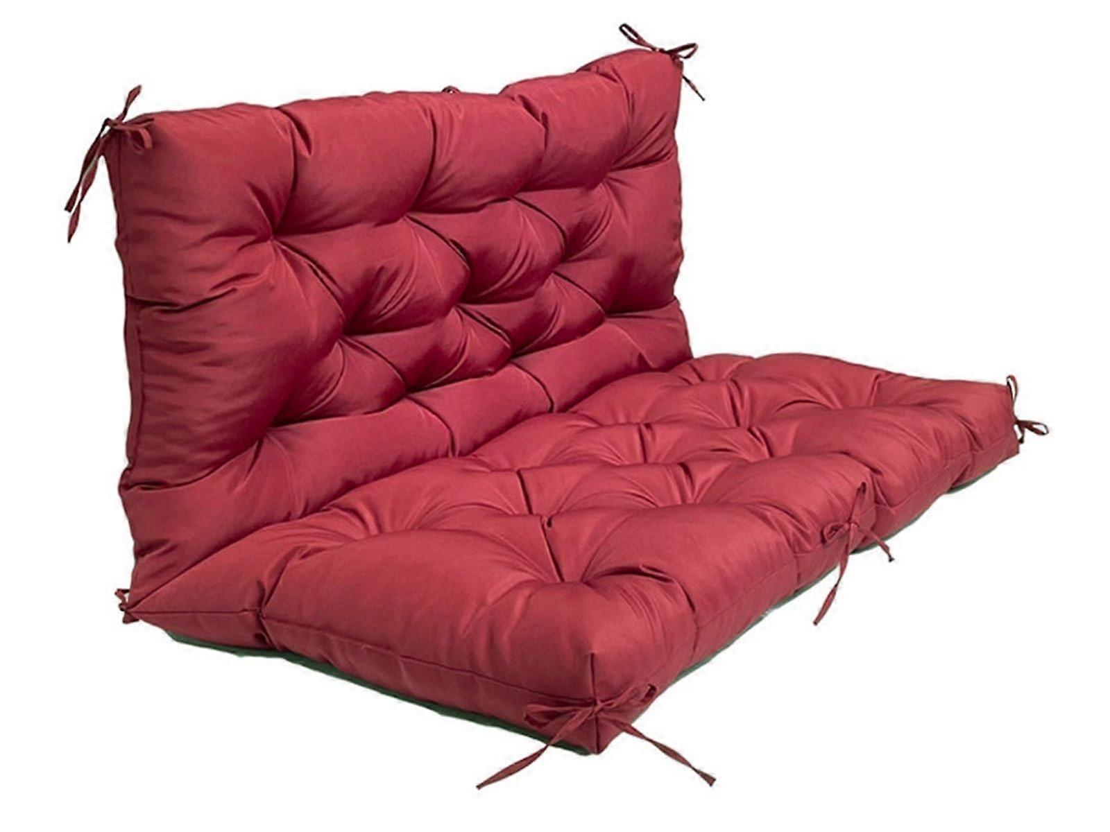 Waterproof winered rocking chair cushion with backrest, for terrace, garden, swing, bench, 119.9x100.1cm.
