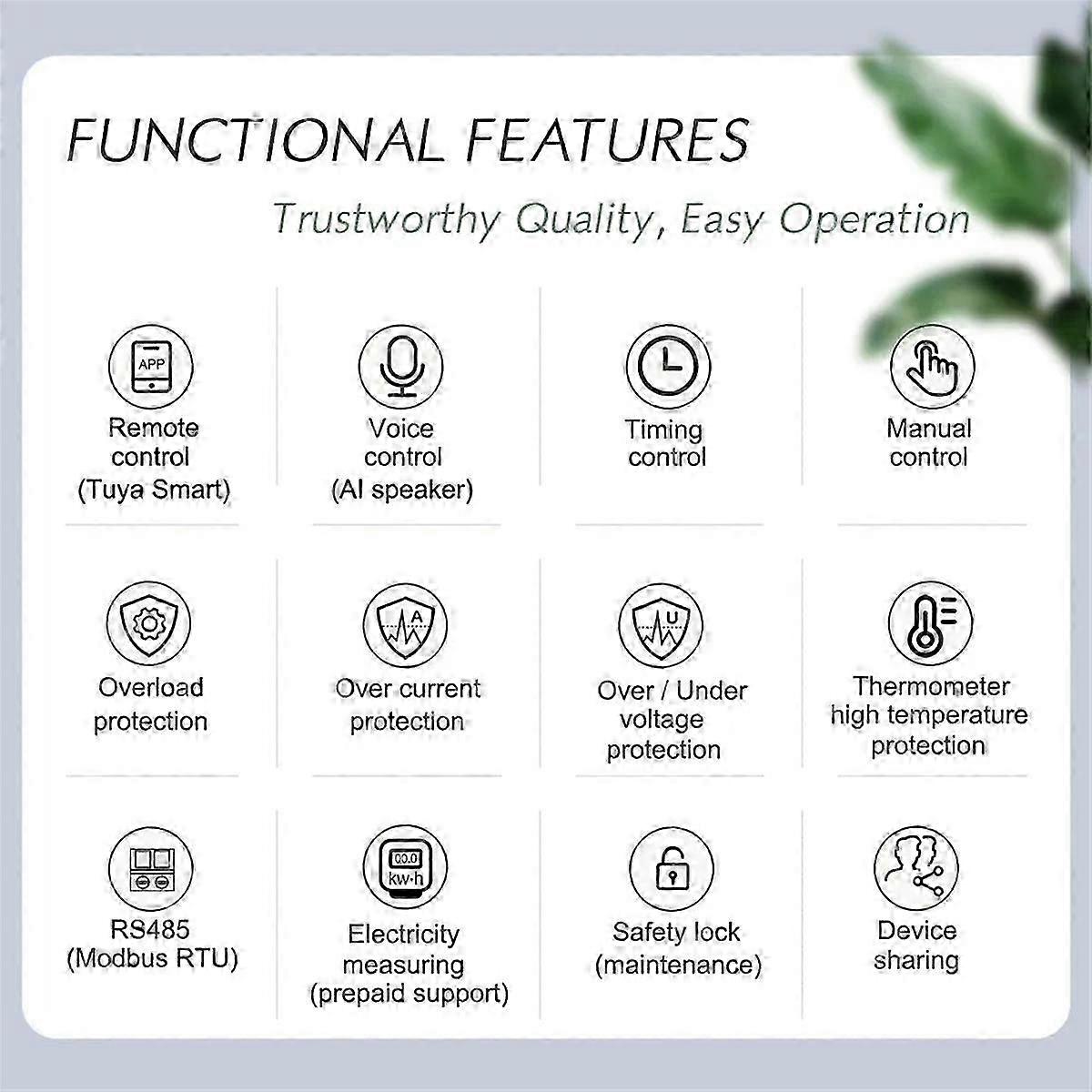 Smart WiFi RS485 2P 63A MCB Breaker Prepaid Meter Zeitschaltuhr Spannung Strom Schutz Stimme