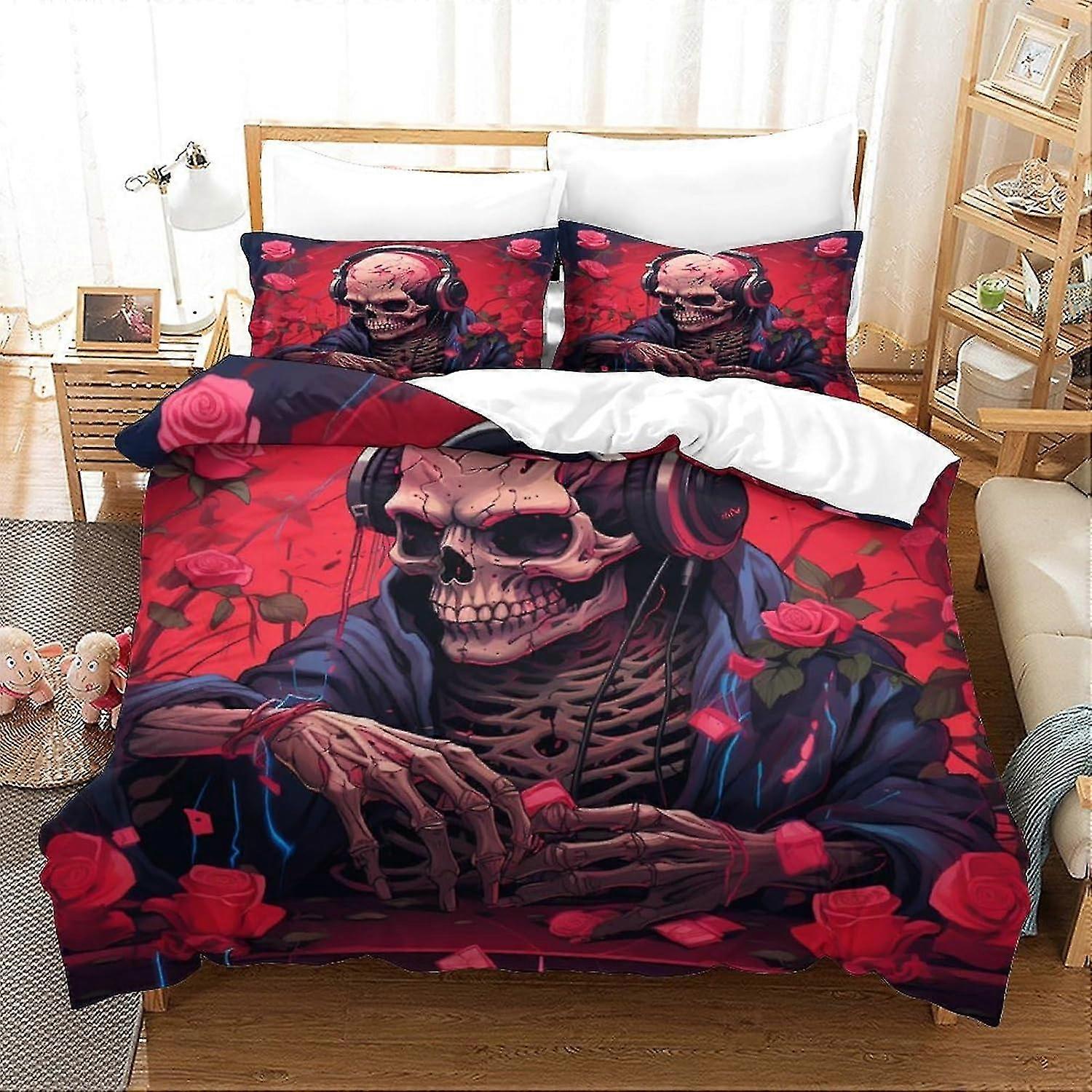 Human Skeleton Bedding Sets Duvet Cover Game Controller Bed Set Collection for Teens Without Comforter Sheet Double