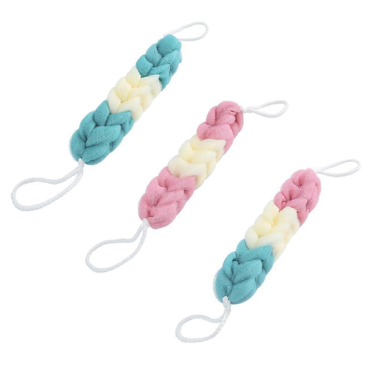 Luffa Body Scrubber 3-Pack Long Bath Sponge Exfoliating Shower Brush for Adults Random Color Large Size