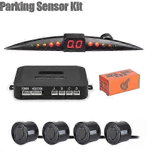 Parking Sensor Kit for Vehicles with LCD Display Beep Reverse Backup Radar Monitoring System, 4 Sensors 22mm 12V, 7 Color Options
