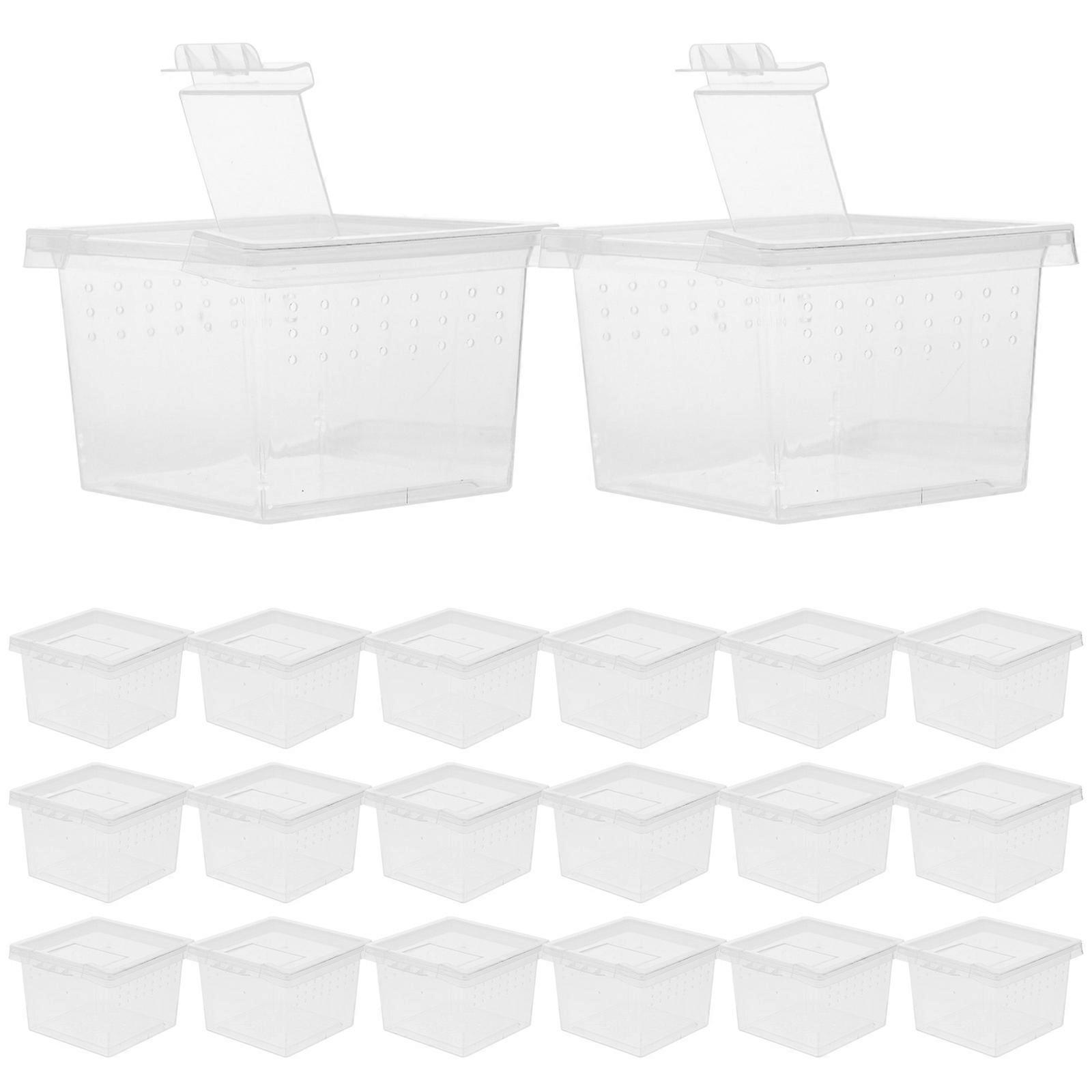 20pcs Clear Small Reptile Boxes Transparent Insect & Spider Breeder Terrariums for Tarantula, Snail, and Gecko Enclosures