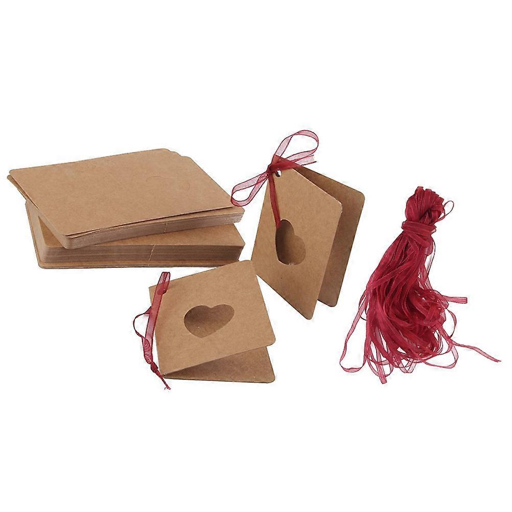Kraft Paper Tags With String Hollow Heart Tag Foldable Design For Creative Users present Givers Wedding Birthday 11x7cm 150Pcs