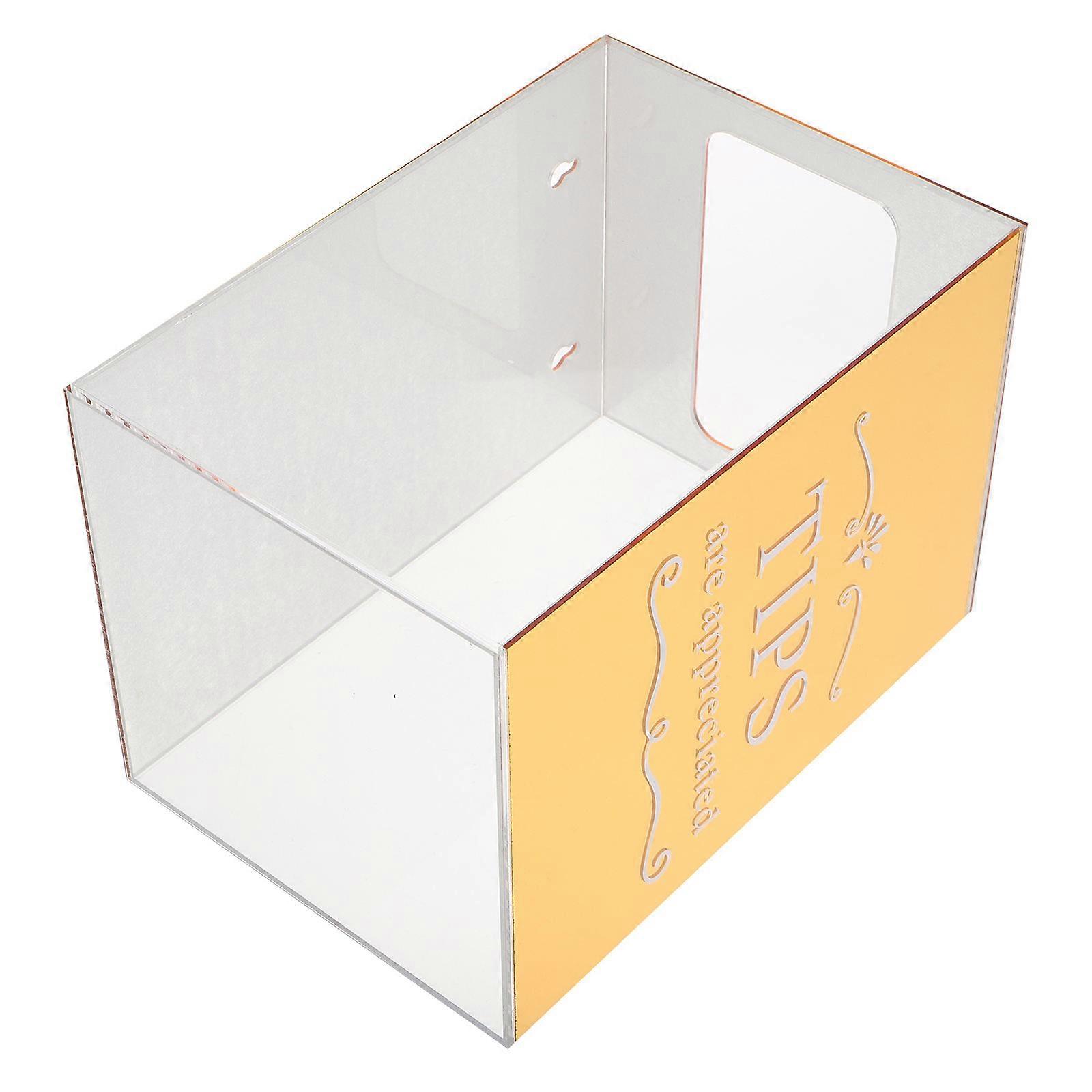 Drop Box With Lock Acrylic Tip Box Golden 21.90X15.00X15.00CM For Venues Collecting Tips Secure Tips 1Pcs