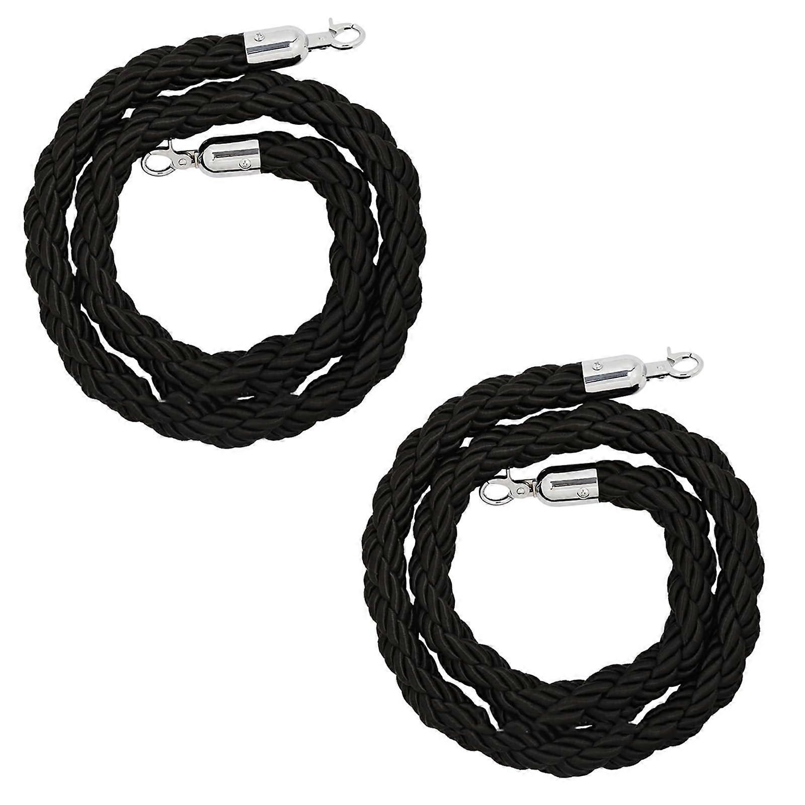 Black Twisted Rope with Silver Hook for Crowd Control – 1m, 1.5m, 2m, 2.5m, 3m Length Options