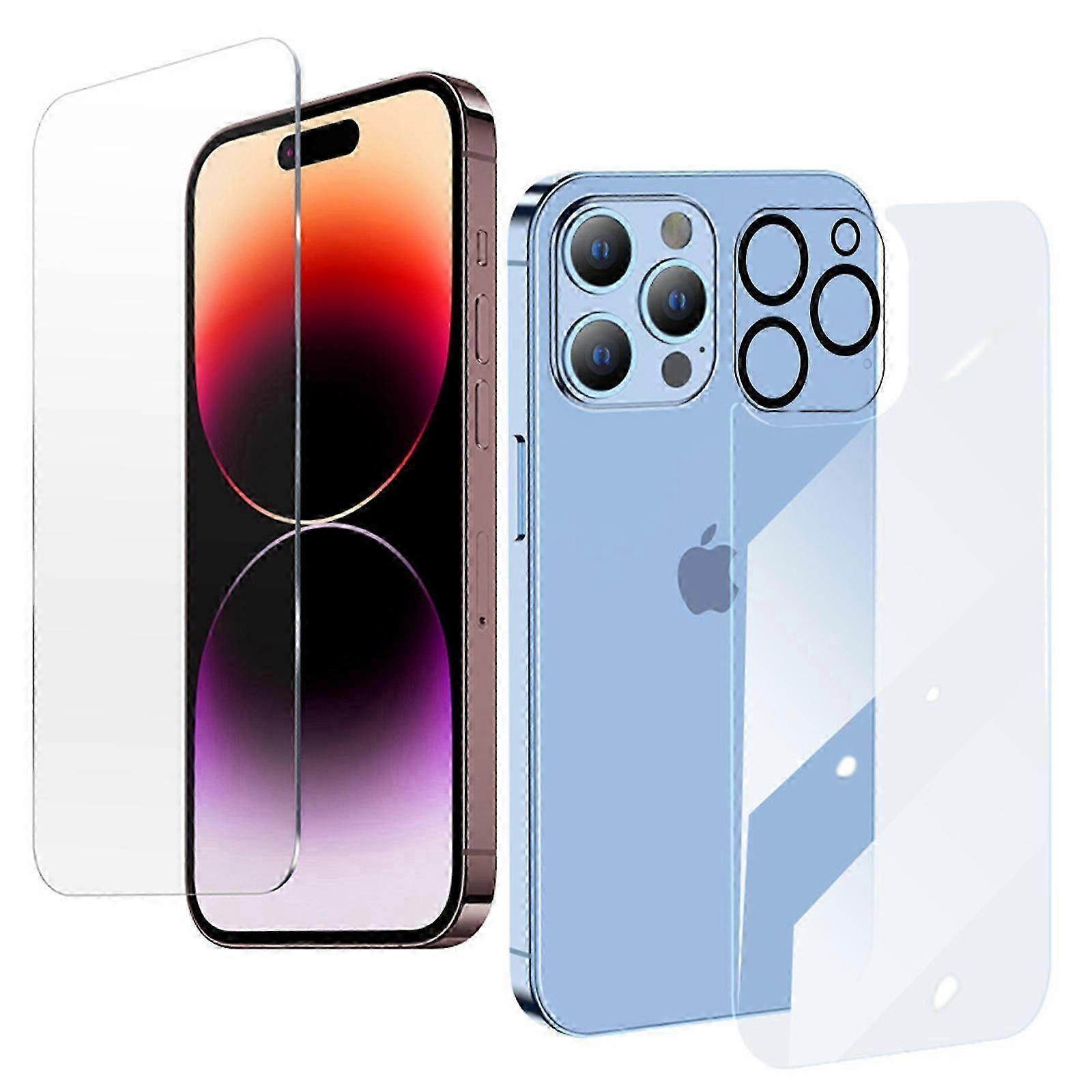 3 in 1 for iPhone 15 Screen Protector, 1 Pack Back Screen Protector + 1 Pack Front Screen Protector + Camera Lens Protector