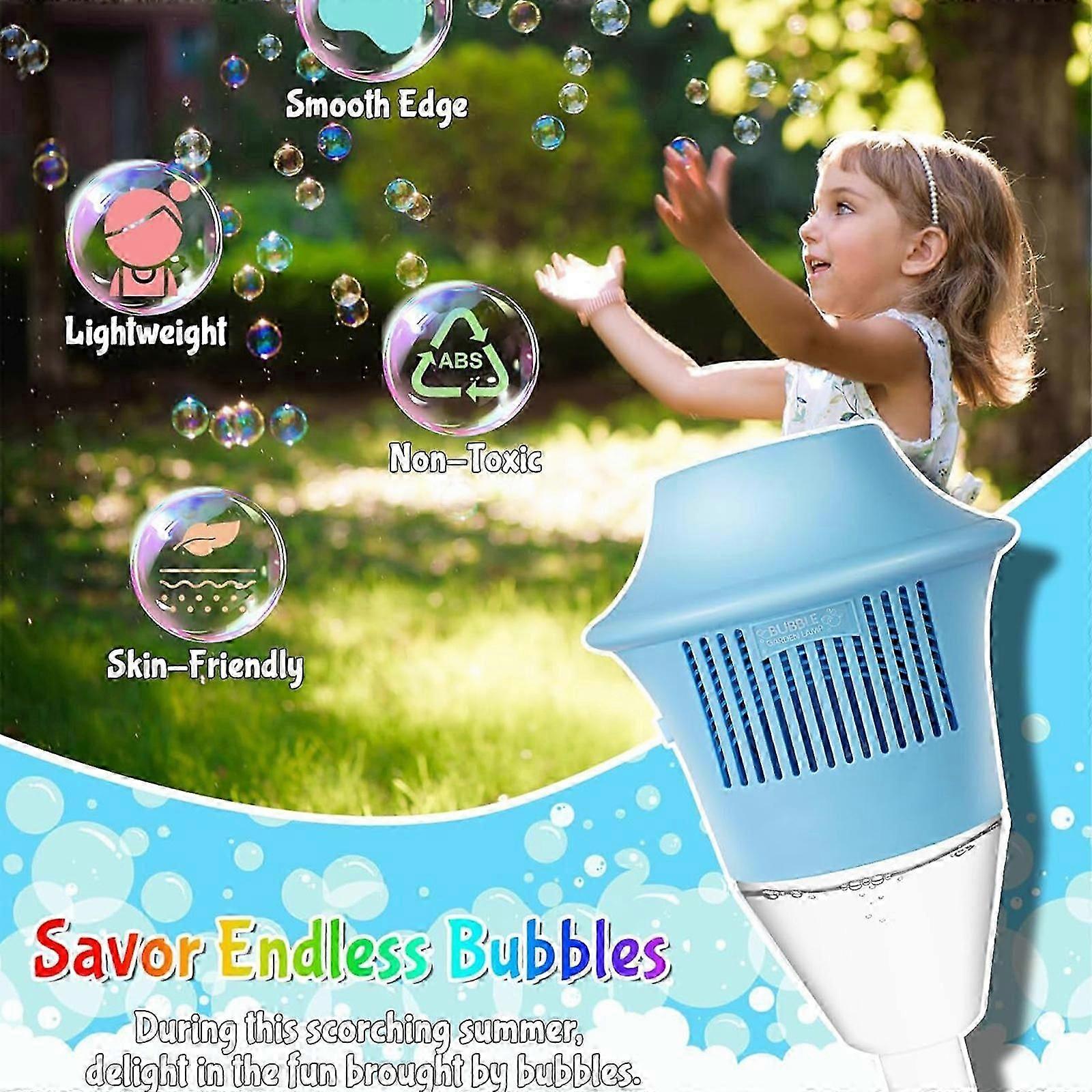Bubble Machine with Lights for Outdoor, Balloon Column Stand Kit for Floor with Bubble Maker for Patio, Garden, Playground