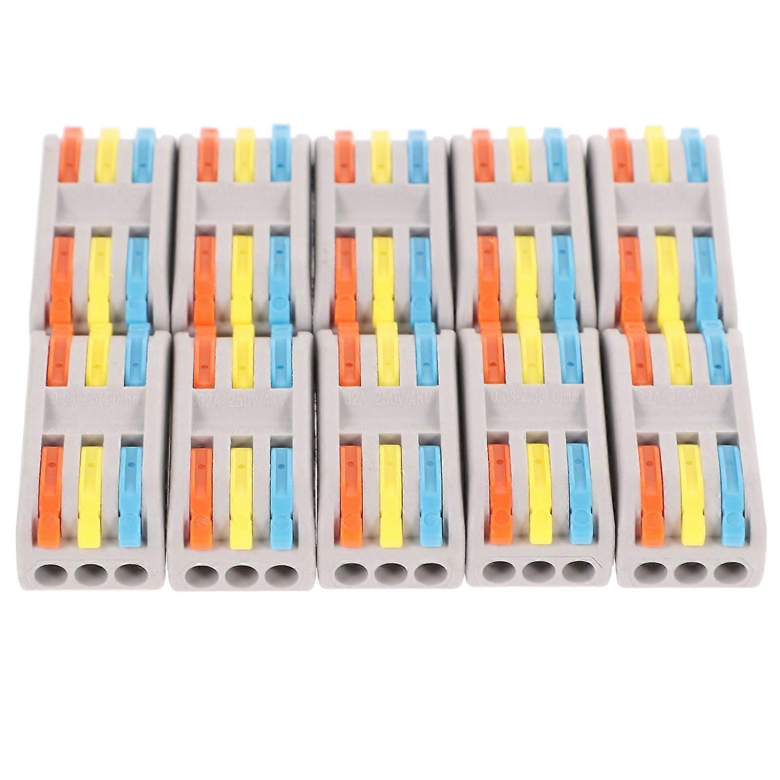10pcs Quick Connect Electrical Splice Terminal Blocks for Easy Wiring Projects – Compact Design, No Tools Needed, Works with Hard and Soft Cables