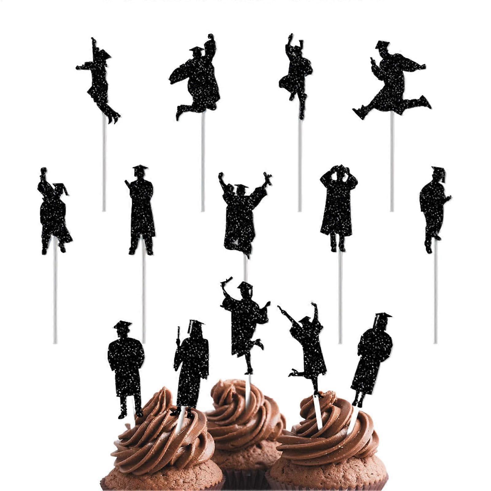 Cake topper for graduation, paper sticks for appetizers, decoration, set of 14 appetizers for party, dessert, cupcake decorations
