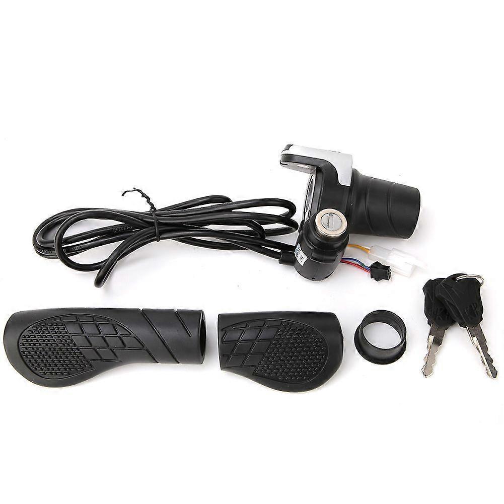 36V Electric Bike Bicycle Ebike Handlebar Twist Grip Throttle with LCD Display and Key LockYMQX)