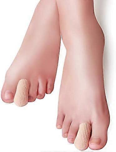 Adjustable Cut To Size Gel Toe and Finger Cap Lined Gel Toe Protector Ribbed Knitted Silopad Digital Caps 5 Pack